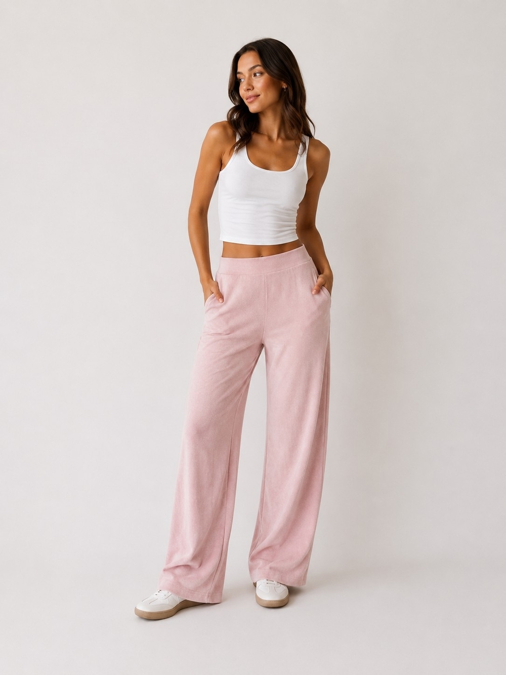 Wide Leg Lounge Pants in Blush Pink